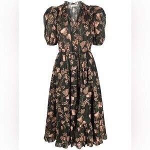 Ulla Johnson Ava Dress in Green Floral Print